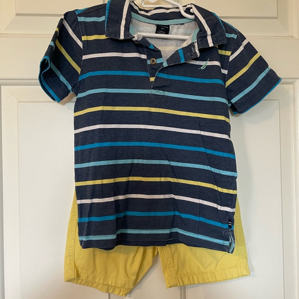 Nautica Kids Polo Shirt with Yellow Shorts